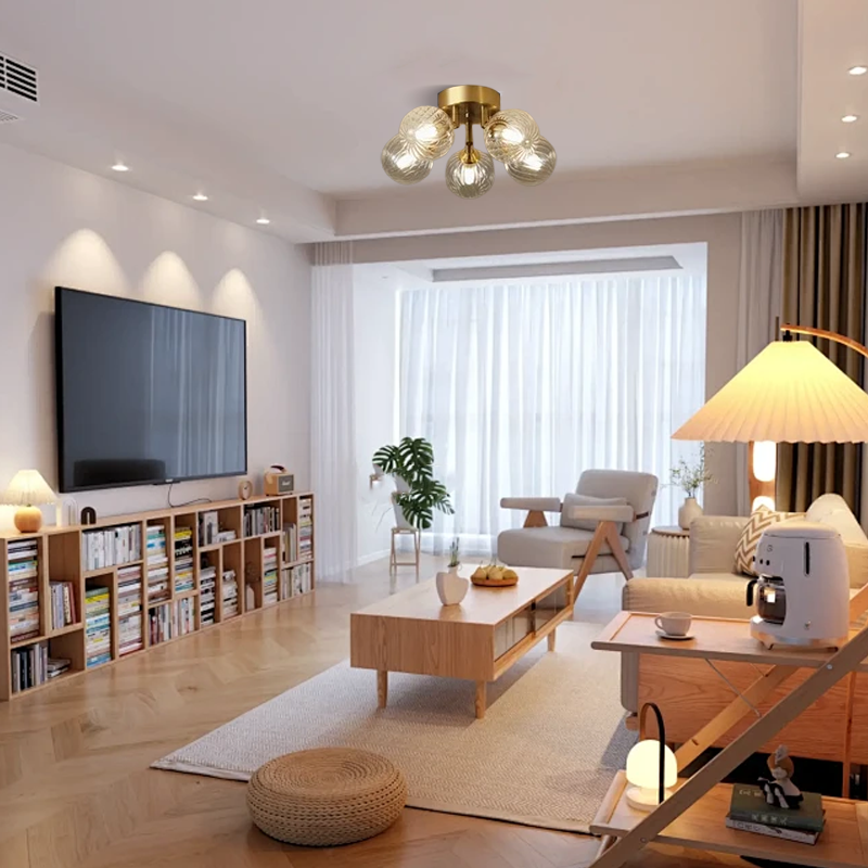 Modern Ceiling Light - Gold Metal/Glass